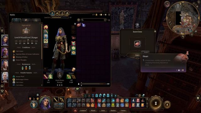 Screenshot showing where to place the heart in the bookcase puzzle in Baldur's Gate 3