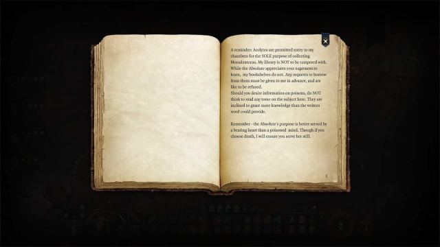Screenshot showing pages from Balthazar's Attention Acolytes book in Baldur's Gate 3
