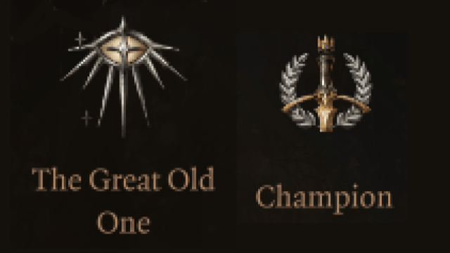 The icons for the Great Old One Warlock and Champion Fighter in Baldur's Gate 3.