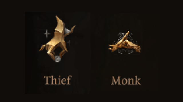 The icons for the Baldur's Gate 3 Monk and the Thief subclass for Rogue.