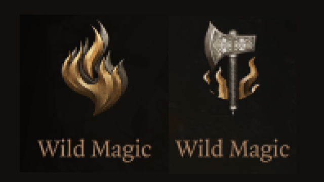The two symbols for Wild Magic Barbarian and Wild Magic Sorcerer in Baldur's Gate 3