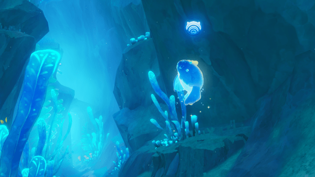 A Xenochromatic Blubberbeast swimming underwater. 