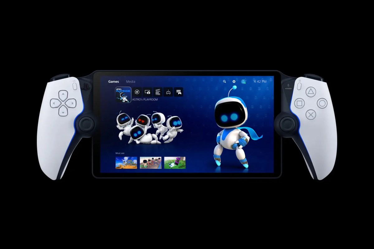 The PlayStation Portal handheld device shown in promotional artwork.