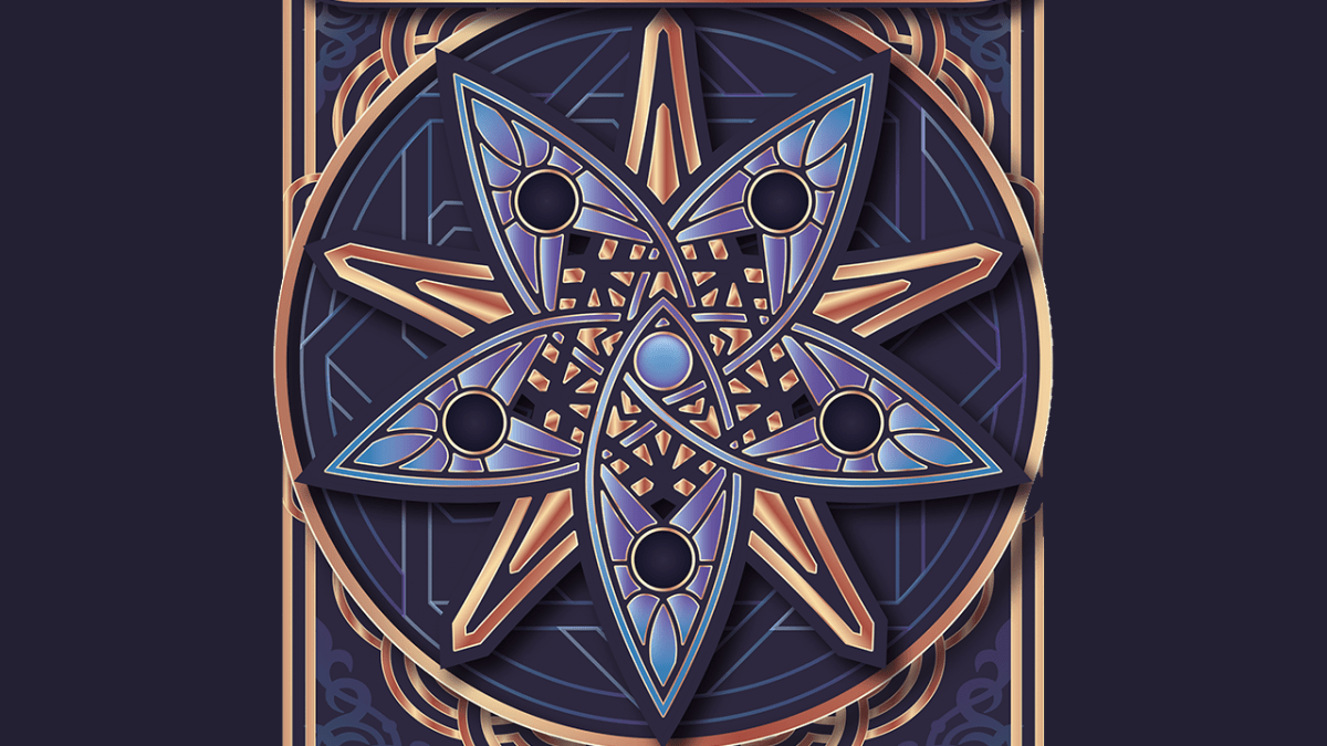 The Magical Sigil from DnD, a purple-like flower adorned in gems and gold strands.