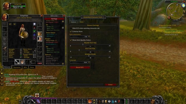 Extended Character stats in WoW's user interface.