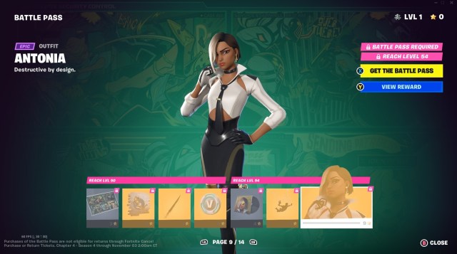 Fortnite Chapter four, season four Battle pass rewards, Levels 50-54.