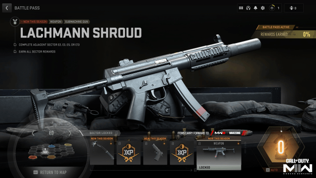 The Lachmann Shroud SMG in a special new battle pass sector in MW2.