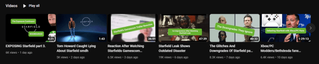 A screenshot of KingThrash's recent YouTube videos.