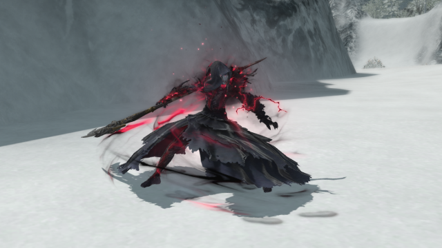 Reaper character using their enhanced state in FFXIV.