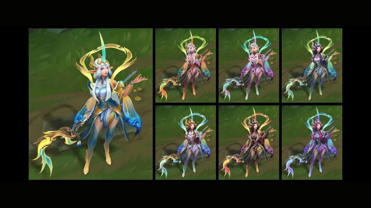 Woman wearing the same outfit in different colors in league of Legends
