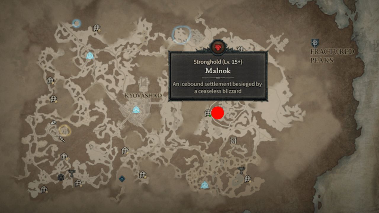Red dot showing Malnok location in D4
