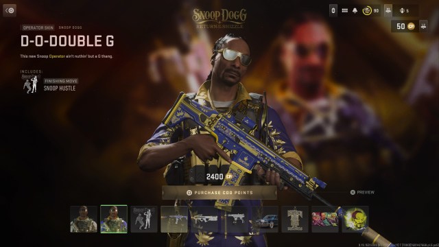 A screenshot of the Snoop Dogg bundle in MW2.