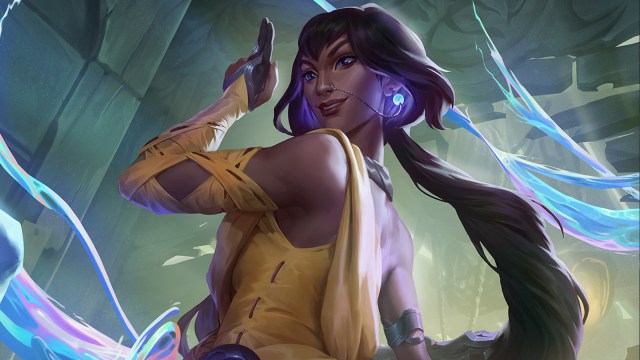 Nilah casts a water spell in League of Legends