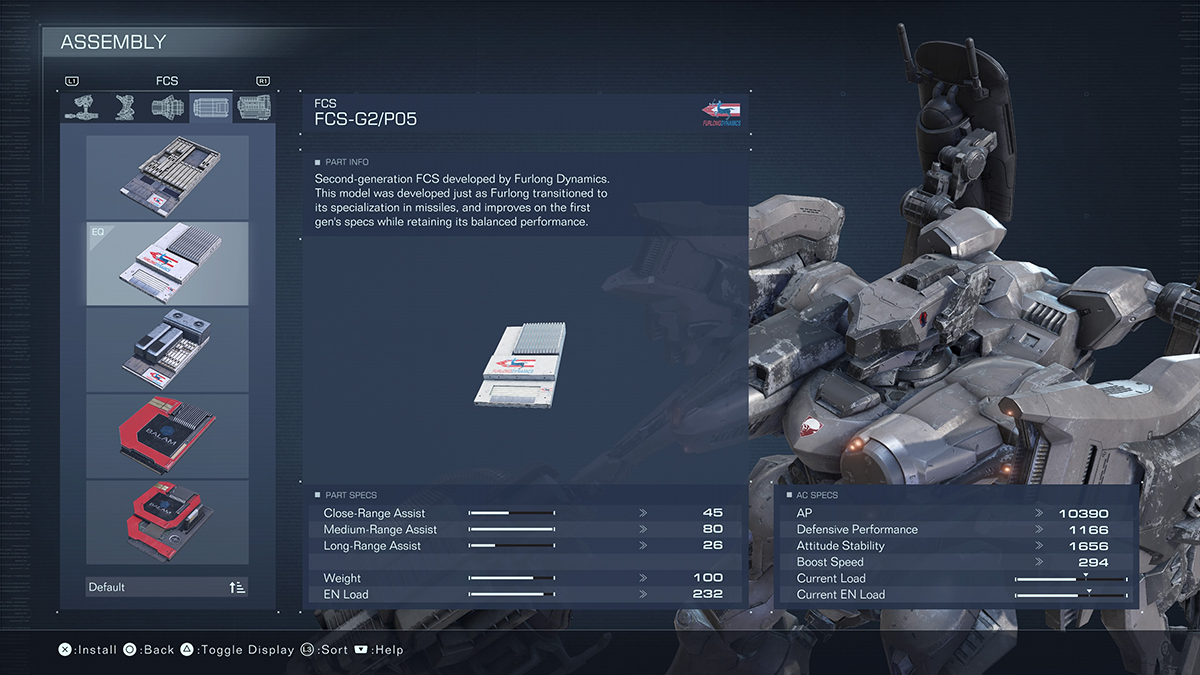A menu screen in Armored Core 6.