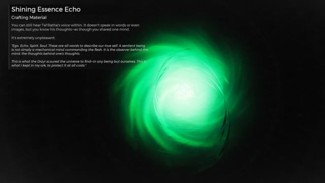 The Shining Essence Echo in Remnant 2, a glowing green orb.
