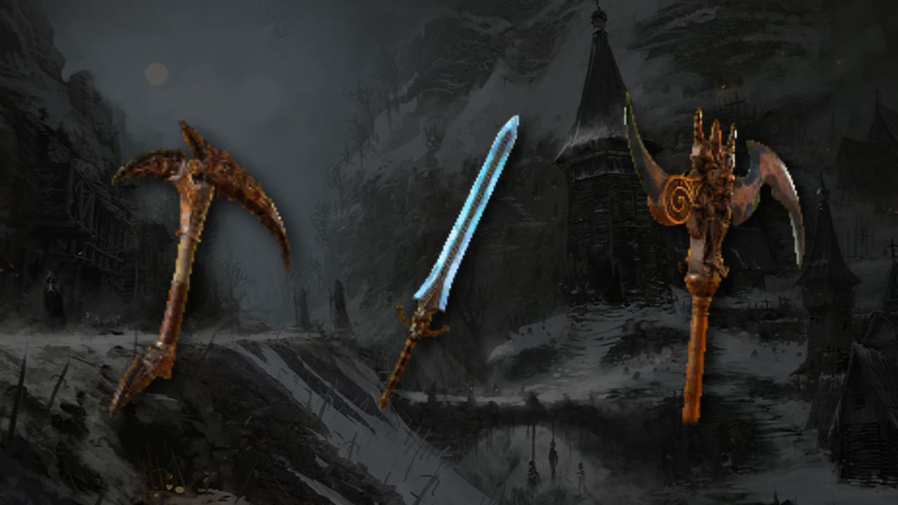 Three unique weapons for Necromancer in Diablo 4