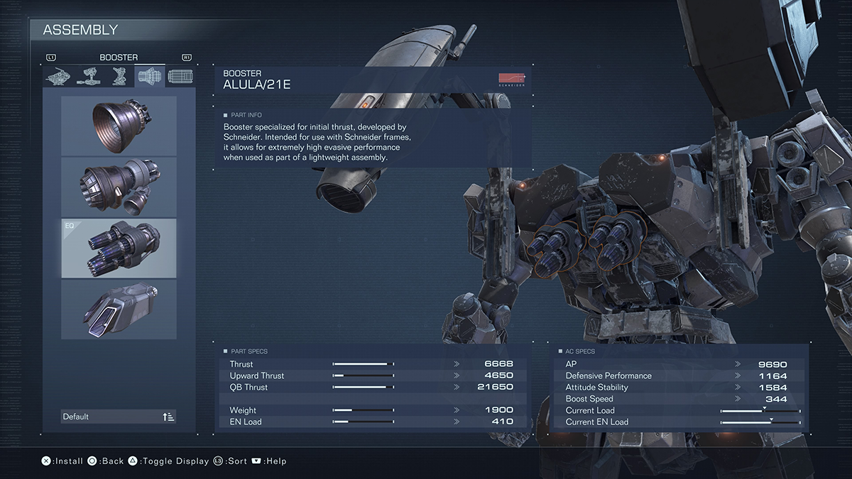 A menu screen from Armored Core 6.