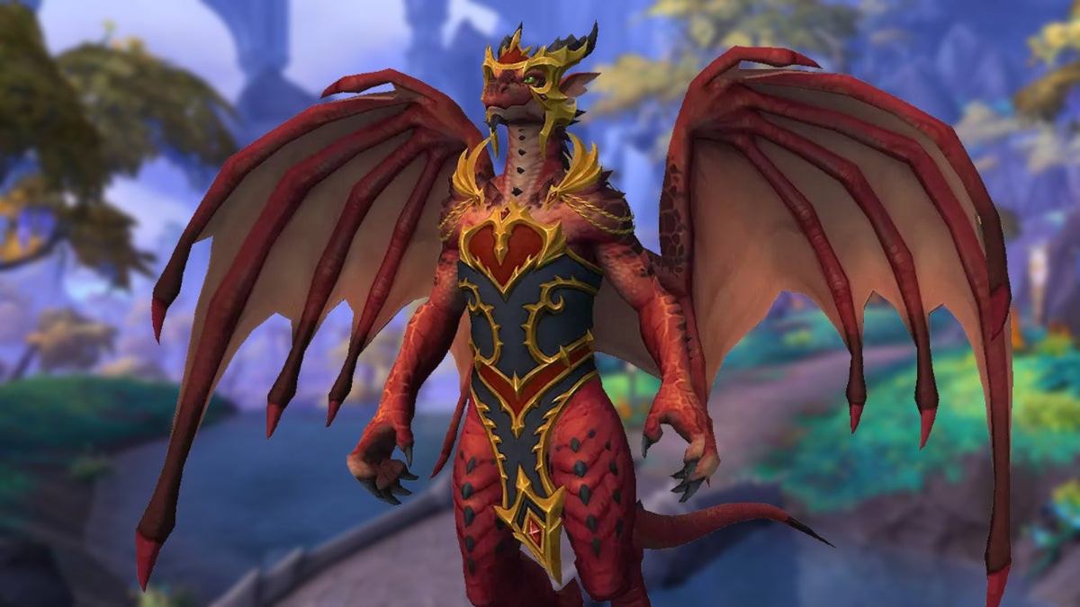 World of Warcraft Dragonflight dragon character standing