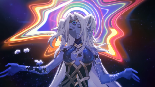 The Aeon of Harony Xipe standing with her eyes closed in space.