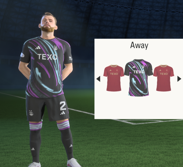 A screenshot showing the Aberdeen kits in EA FC 24.