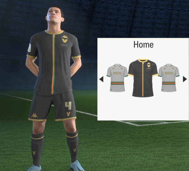 A screenshot showing the Venezia kits in EA FC 24.