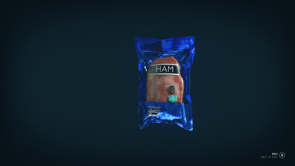 An in game image of the food item Synthameat Ham from the sci-fi game