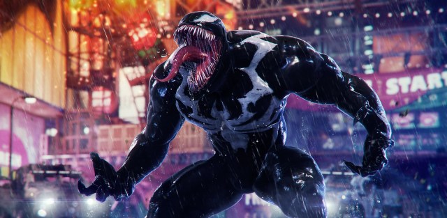 Spider-Man villain Venom is shown in the streets of New York in a promotional image for Spider-Man 2.