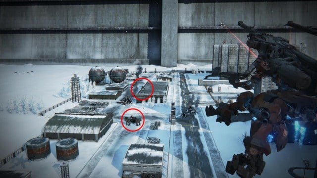 Circled mech targets to destroy in Armored Core 6