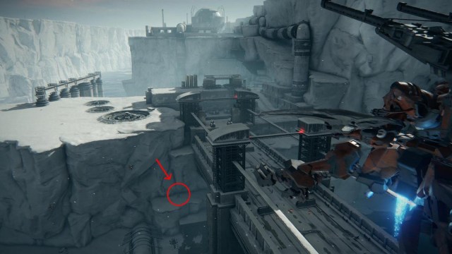 A circled Sniper LC beneath a bridge in Armored Core 6