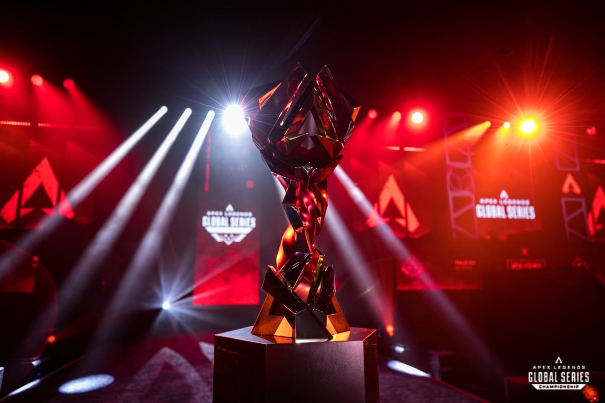 The ALGS Championship Trophy on the main stage.