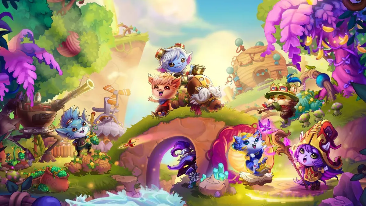 League of Legends Yordles hanging out in Bandle City and having fun