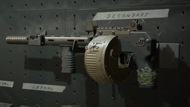 A close up of the Streetsweeper gun in CoD Black Ops Cold Wars