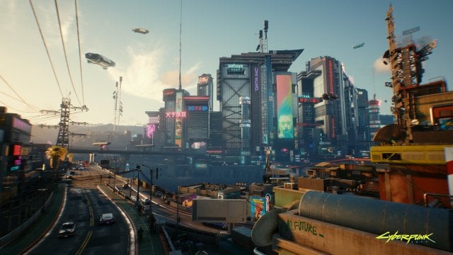 A view of Night City in Cyberpunk 2077.