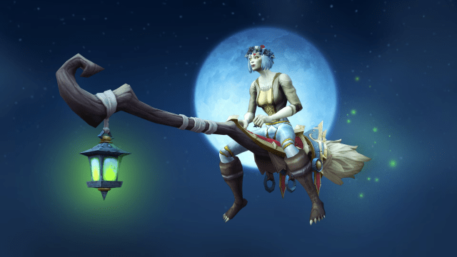 Undead character riding Eve’s Ghastly Rider Mount