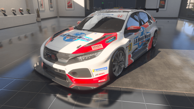 The 2020 Honda #73 LA Honda World Racing Civic in Forza Motorsport.