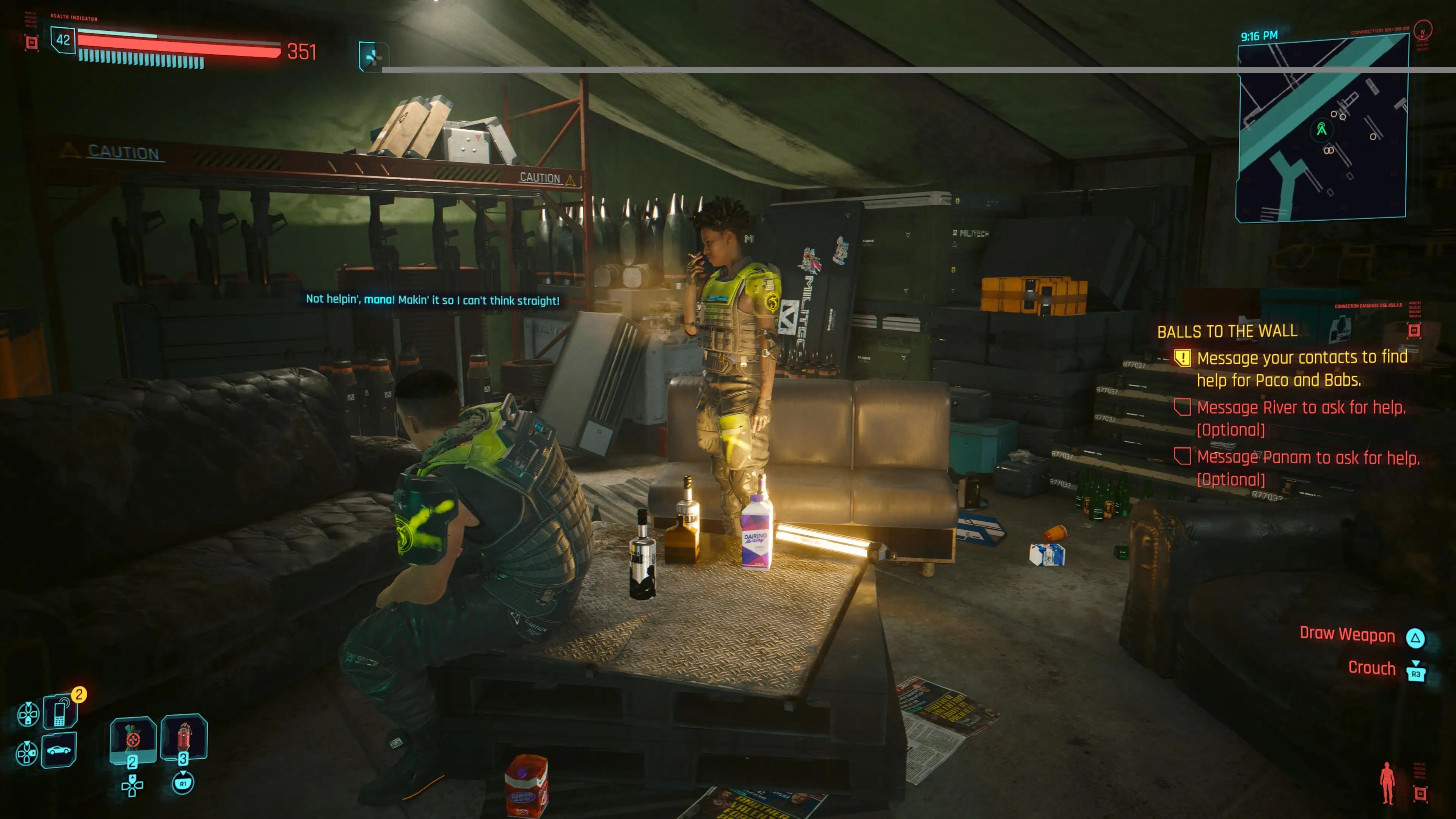 An in game screenshot of Paco and Babs from the game Cyberpunk 2077. 