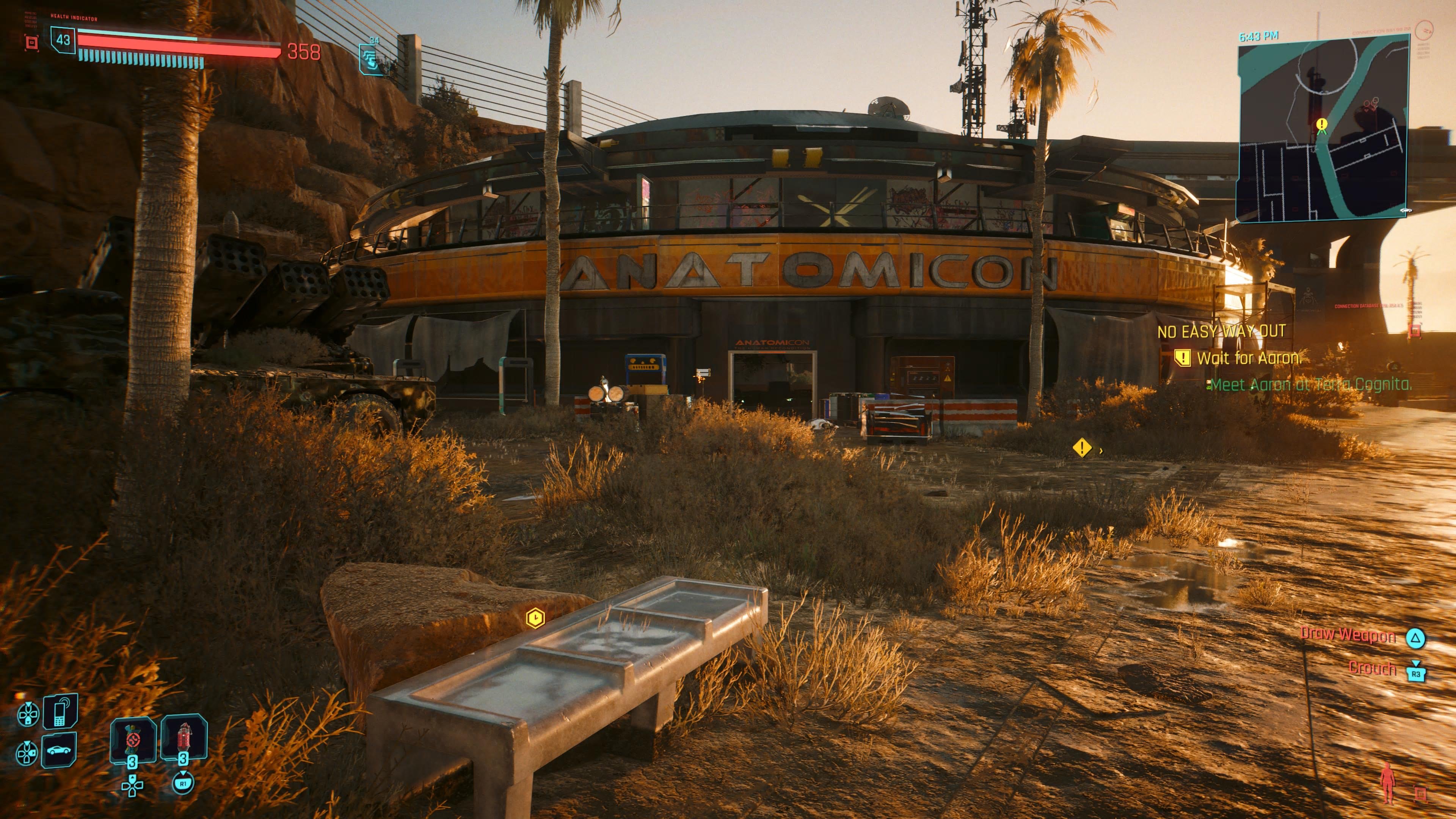 An in game screenshot of the Terra Cognita area from the game Cyberpunk 2077. 