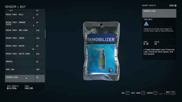 The Immobilizier Aid Item in Starfield