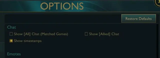 Photo of chat options in league of legends