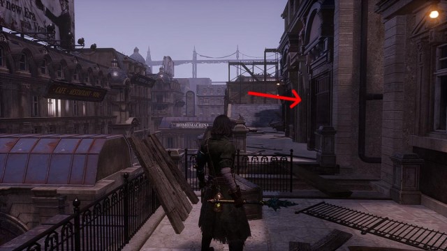 An arrow pointing to Elysion Boulevard 221b in Lies of P