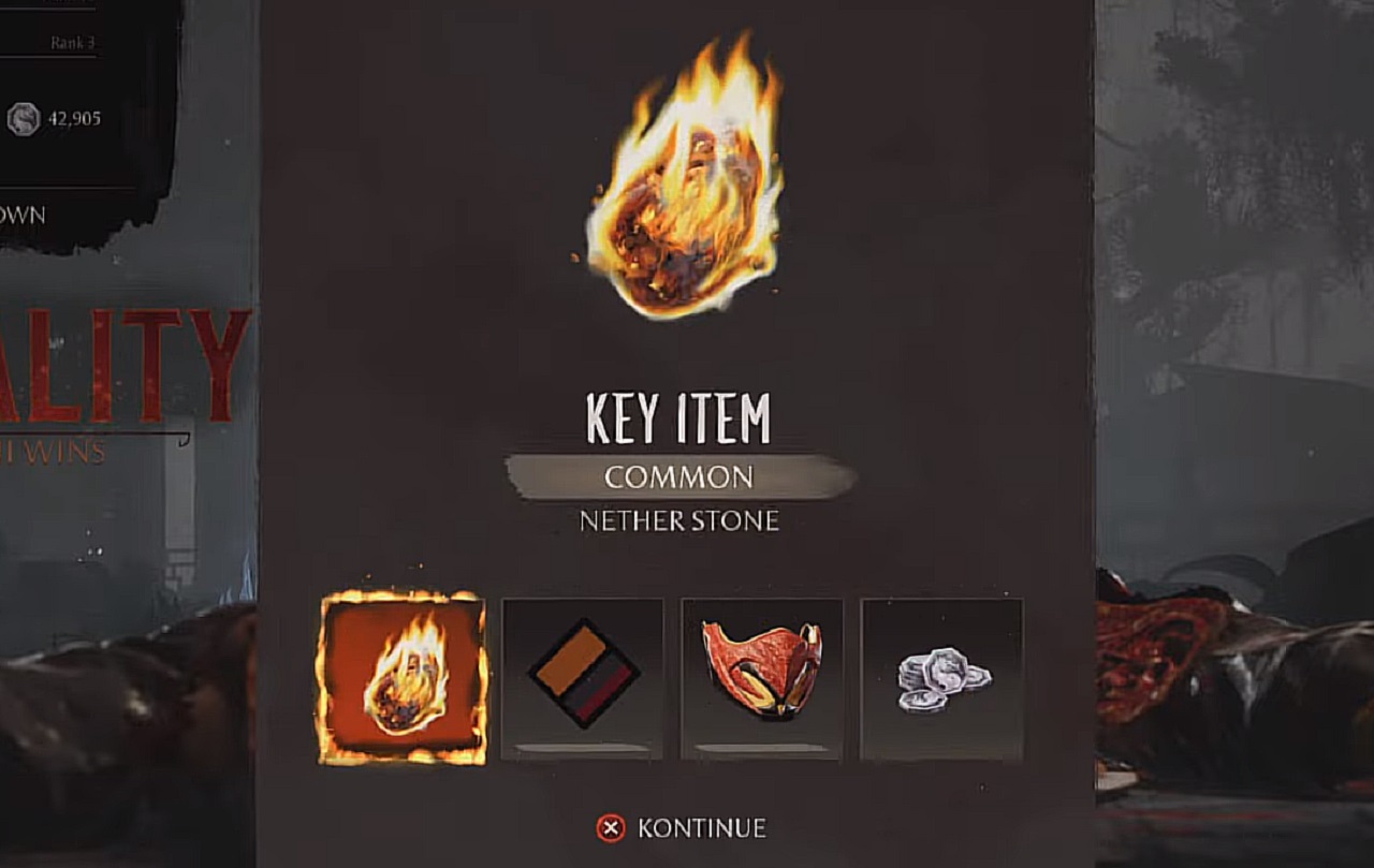 There is a shot of the Nether Stone item, along with other rewards. 