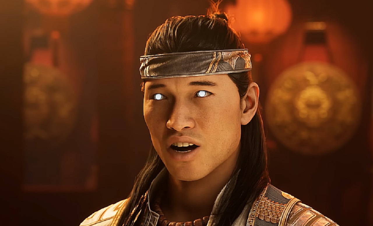 There is a shot of Fire God Liu Kang. His eyes are glowing as he speaks. 