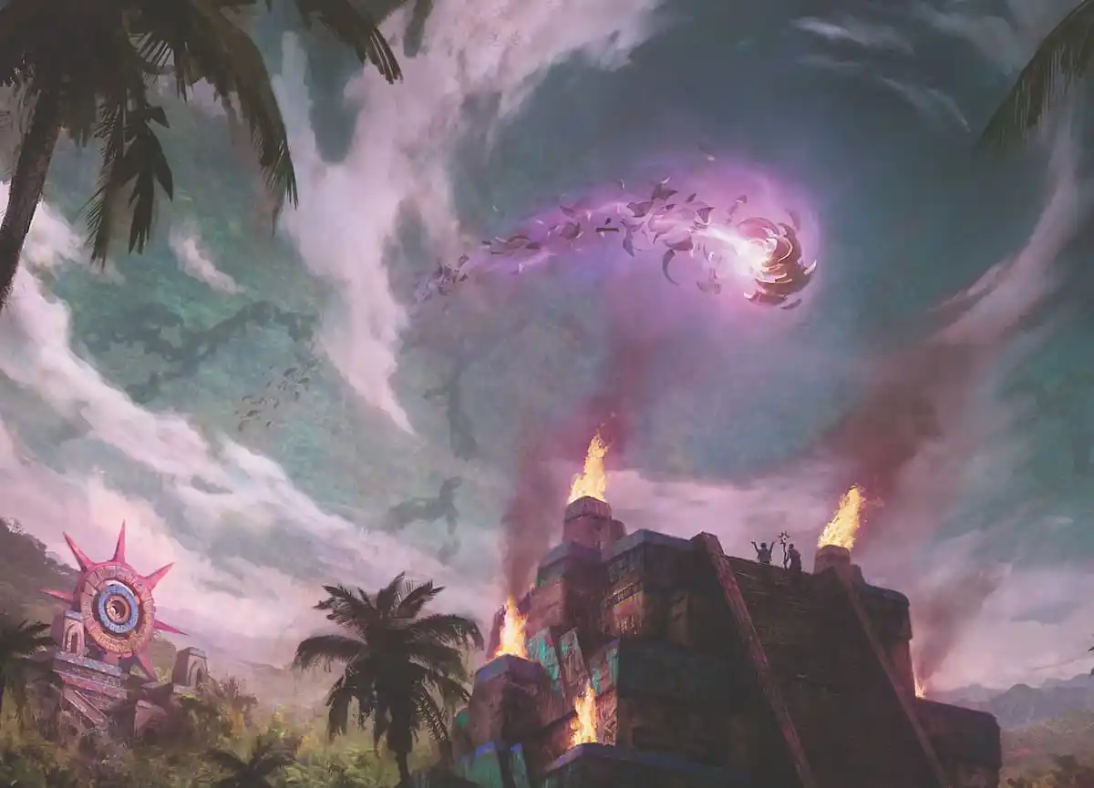 Image of magic in sky through Lost Caverns of Ixalan set