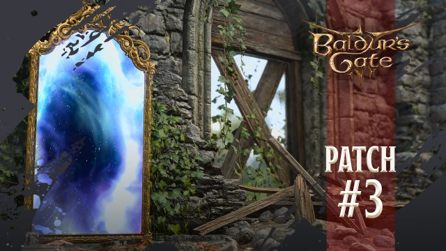 The Baldur's Gate 3 patch notes image featuring the Magic Mirror, a mirror that looks like a portal to another universe.