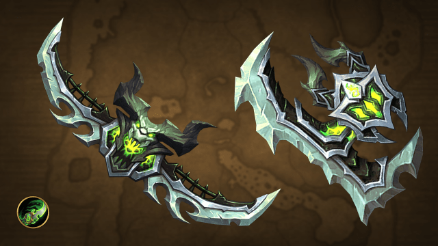 Two warglaive weapons in WoW Dragonflight