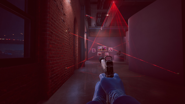 Payday 3 pistol with lasers everywhere in a vault