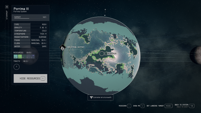 View of a planet from orbit that shows all the various in-organic materials present.