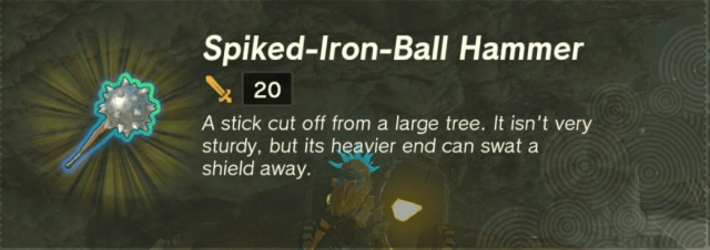 Screenshot of the Spiked-Iron-Ball Hammer from Zelda ToTK 