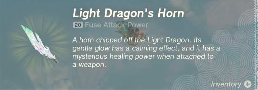 Screenshot of the Light Dragon's Horn from Zelda ToTK. 