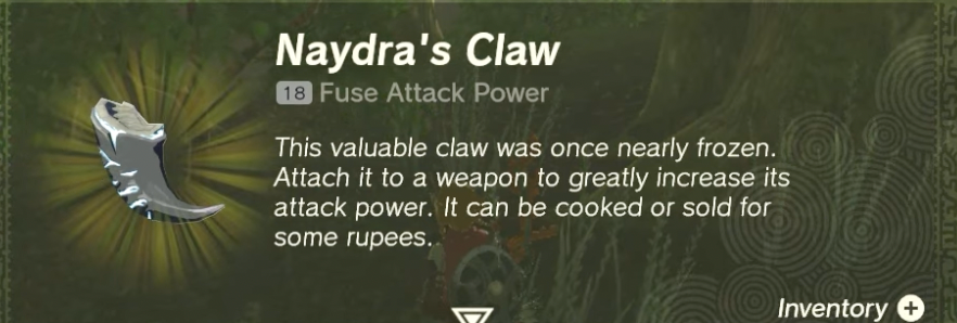 Screenshot of Naydra's Claw from  Zelda ToTK. 